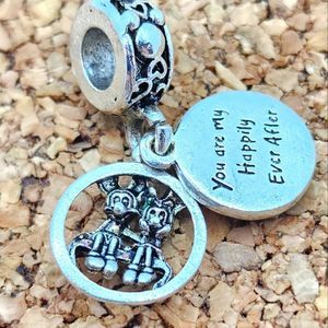 5/$21 ❤️ DISNEY MICKEY MINNIE "YOU ARE MY HAPPILY EVER AFTER" CHARM FOR PANDORA